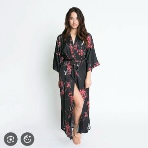 Kim + Ono Long kimono with cherry blossom and cranes